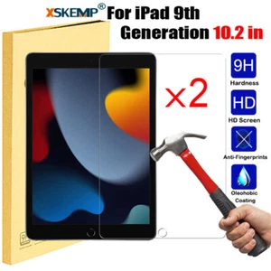 2Pcs For iPad 10.2 in 9th 8th 7th Generation 9H Tempered GLASS Screen Protector - Picture 1 of 16