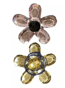 Set G - SHINE BRIGHT! Lot of 2 Rhinestone Jewel Flowers BIG Bracelet Shoe Charms - Picture 1 of 2