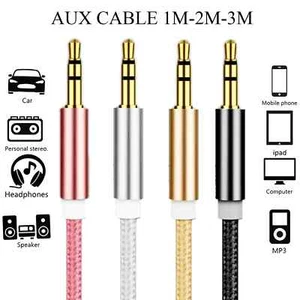 1M to 3M Headphone Aux Cable Audio Lead 3.5mm Jack to Jack Stereo PC Car Male UK - Picture 1 of 24