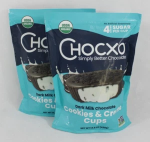2 Bag ChocXO Organic Dark Milk Chocolate Cookies Cups 14.8 Oz Each 29.6 Oz Total - Picture 1 of 2