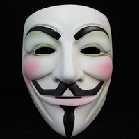 White V for Vendetta Anonymous Guy Fawkes Face Resin Protest Mask Costume Props