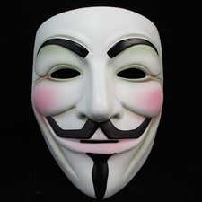 White V for Vendetta Anonymous Guy Fawkes Face Resin Protest Mask Costume Props