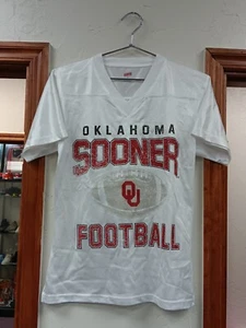Oklahoma Sooner Football Womens White Jersey Top Size Medium Soffe 117 - Picture 1 of 5