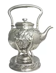 A SUBLIME WHITING JAPANESE HAMMERED STERLING SILVER TEAPOT on STAND, Ca 1881 - Picture 1 of 1