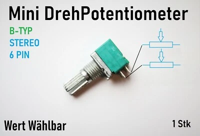 Poti Dreh Potentiometer Linear 1K - 1M Ohm Stereo Arduino B-Typ Mini  - Bild 1 von 4