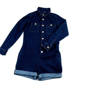  7 For All Mankind Girls' Chambray Romper L Kids Denim Blue Shorts  - Picture 1 of 12