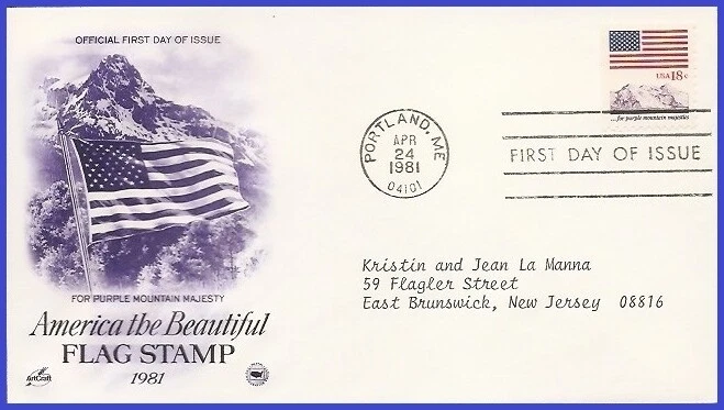 USA5 #1893 ADDR PCS ARTCRAFT FDC   Flag and Anthem "Purple Mountain Majesties" - Image 1 of 1
