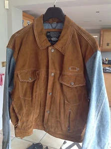  80s MEN SUEDE AND DENIM JACKET SIZE MEDIUM  PEPE CO ORIGINAL QUALITY & STYLE - Picture 1 of 12