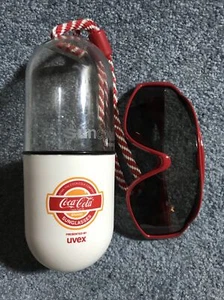 Vintage Red Sunglasses Suncooler Visor Uvex Coca ColaPill Case 1980s New German - Picture 1 of 3