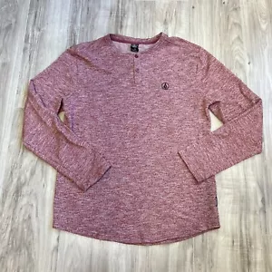Volcom Men's Long Sleeve Solid Henley Casual Outdoor Red Shirt Size M - Picture 1 of 10