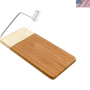 Sleek 12" x 6" Bamboo Cheese Slicer with Interchangeable Stainless Steel Blades - Picture 1 of 3