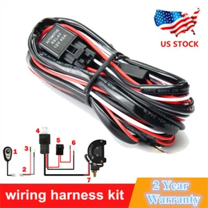 Wiring Harness Relay Kit 12V On/Off Switch Fuse For LED Fog Light Bar Car SUV US - Picture 1 of 8