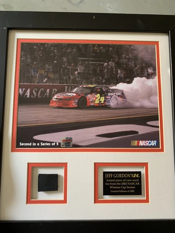 Jeff Gordon 2002 NASCAR Plaque W/ Race Tire 2 Of 5 W/ Authenticity Statement Cover