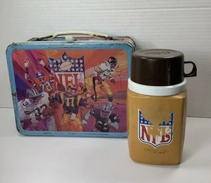 1978 Vintage Metal NFL NFC/AFC Conference Football Lunch Box W/thermos - Picture 1 of 13