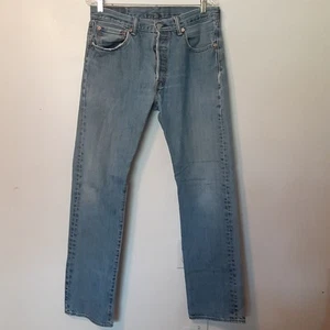 Jeans Levis 501 uomo 33x34 blu bottoni fly denim invecchiato - Foto 1 di 14