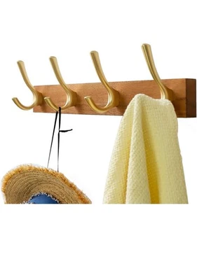 Acacia壁挂式外套架4金钩双门衣架收纳架 — 第 1/4 张图片