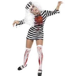 Damenkostüm Zombie Sträfling Halloweenkostüm Häftling S 34-36  Geisterkostüm - Bild 1 von 3