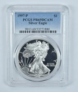 1997-P American Silver Eagle PR69 DCAM PCGS Blue Label - Picture 1 of 5