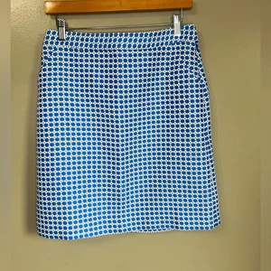 346 Brooks Brothers geometric A line blue white skirt preppy office academia - Picture 1 of 7