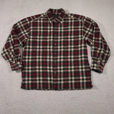 G.H. Bass Co Button Up Plaid Flannel Shirt Shacket Mens Medium Wool Blend Chore - Image 1 of 4