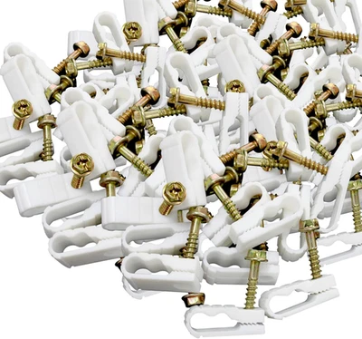 STEREN Grip-Clip Dual / Double Coaxial Cable Mounting Fastener Clips, 100Ct Whit - Image 1 of 4