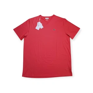 Camiseta para hombre Lacoste 2XLT grande y alta cuello en V algodón Pima rosa transparente TH7512 NUEVA CON ETIQUETAS - Imagen 1 de 8