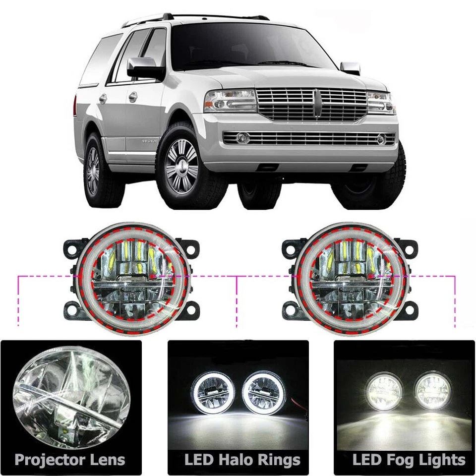 Luz antiniebla LED anillos de ojo de ángel DRL lámpara de circulación diurna apta para Lincoln Navigator Foto 1 de 4