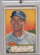 1952 Topps Chris Van Cuyk SIGNED AUTOGRAPHED # 53 Dodgers Black Back Screwdown