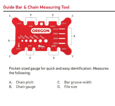 Oregon saw chain file measuring tool pitch gauge for all chain saws
