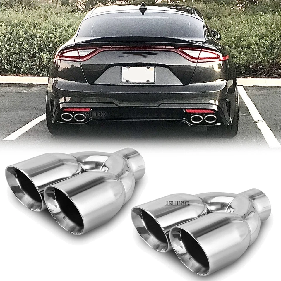 适用于起亚 Stinger 双排气头 2.5 英寸进口 3.5 英寸插座 9.5 英寸长双壁 — 第 1/4 张图片