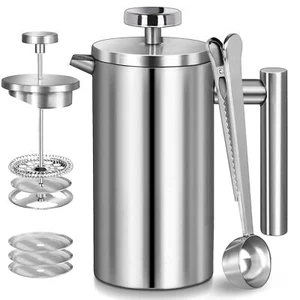 Stainless Steel French Press Coffee Maker Double Wall Insulated French Pressf... - Picture 1 of 7