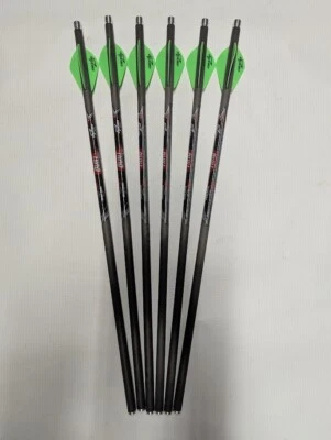 6-- Excalibur Quill Carbon Crossbow Bolts w/ Blazers! 16.5" black eagle arrows - Image 1 of 2