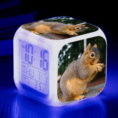 Colorido LED Despertador Ardilla Brillante Electrónico Digital Reloj de Mesa 3.15" Foto 1 de 4