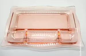 "Bandeja tocador dividida rectangular de vidrio Cambridge Pink Depression 11 1/4""" - Imagen 1 de 6