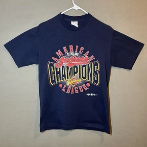 VTG Cleveland Indians  1997 League Champions TShirt Adult M Blue Majestic - Picture 1 of 10