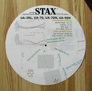 Stax UA-3NL / UA-70 / UA-70N & UA-90N Tonearm Cartridge Alignment Protractor - Picture 1 of 7