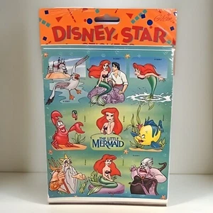 Vintage 1993 Gibson die kleine Meerjungfrau Arielle Disney Stern Aufkleber-NOS 4 Blätter - Bild 1 von 3