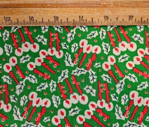 Rote Kerzen auf grünem Hintergrund Quilt Weihnachten Stoff BTY - Bild 1 von 2