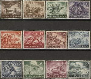 Stamp Germany Mi 831-42 Sc B218-29 1943 WWII 3rd Reich Wehrmacht MH - Picture 1 of 1