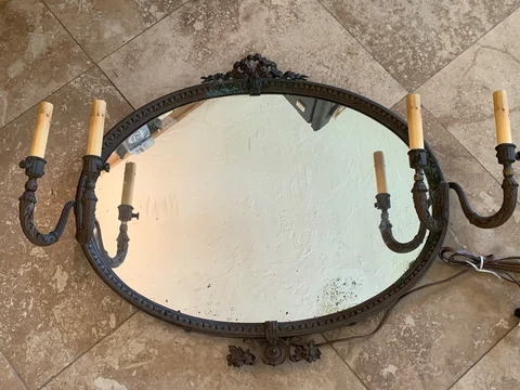 Antique bronze wall mirror candelabra  electrified Cover