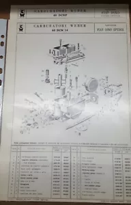 2 fogli spaccato dei carburatori weber fiat dino coupé-spyder - Foto 1 di 2