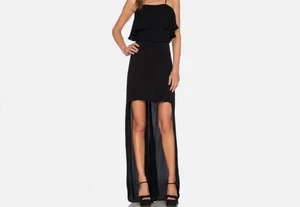 Karina Grimaldi Anne Black High-Low Dress Size S Spaghetti Strap Chic Cocktail - Picture 1 of 10