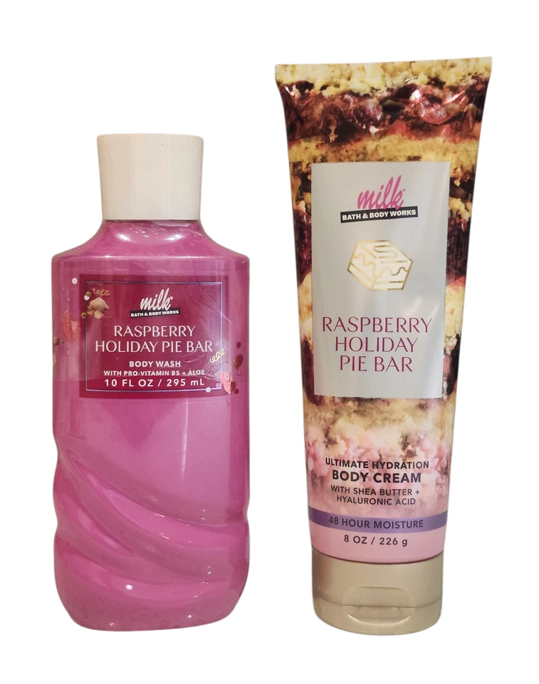 Bath & Body Works Milk Bar Raspberry Holiday Pie Bar Body Wash Gel + Body Cream - Image 1 of 1