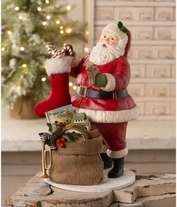 Bethany Lowe Santa Claus Filling the Stocking Bag Christmas Figure TD4178 - Picture 1 of 2