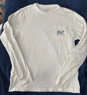 Vineyard Vines Valentines T shirt Sz XL 18 White Long Sleeve Pocket Whale Hearts - Image 1 of 4