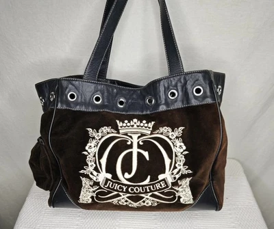Bolso Hobo Bolso de Hombro Vintage Y2K Juicy Couture Marrón Terciopelo Terciopelo Foto 1 de 4