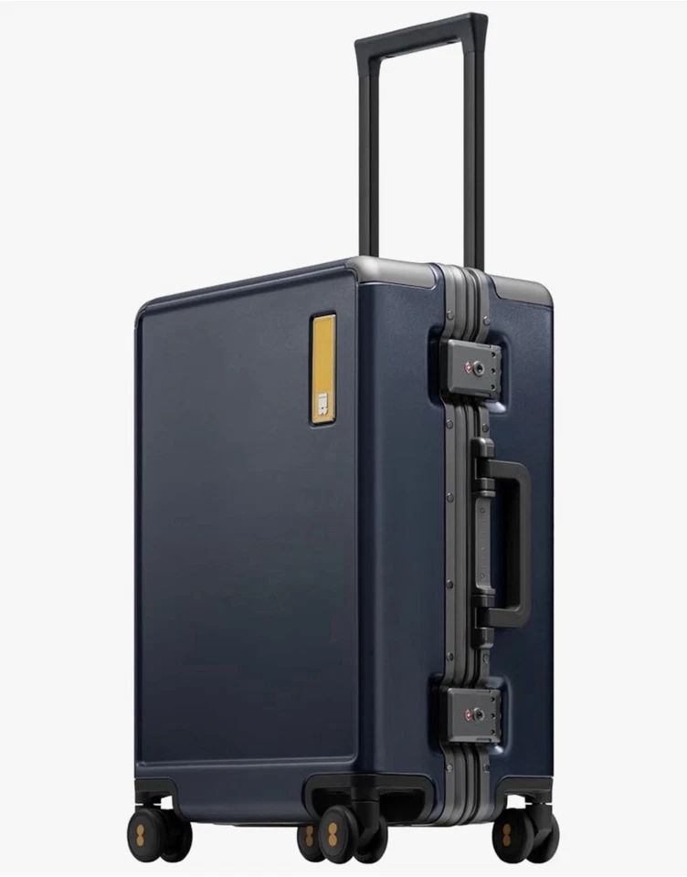 "Maleta giratoria rígida con marco de aluminio a cuadros LEVEL8 Hegent 24"" (azul marino)" Foto 1 de 4