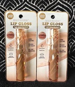 2pk BELLEZA INTUICIÓN LATTE BLISS NUDE BEIGE ALTO BRILLO SALPICADURAS DE COLOR BRILLO DE LABIOS - Imagen 1 de 10