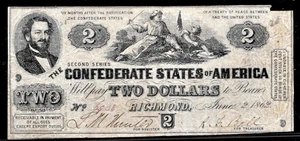 June 2, 1862 CSA Confederate States of America $2 Note Obsolete Banknote T-42 - Picture 1 of 2