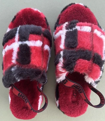 Новый UGG Fluff Yeah слайд ремень тапочки клетку панк красный женский размер 6 - Изображение 1 из 4